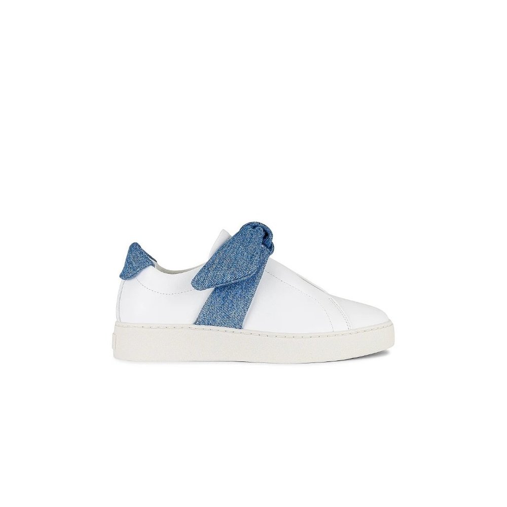 Alexandre Birman Asymmetric Clarita Sneaker Denim in White & Denim
